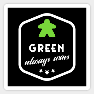 Green Always Wins Meeple Board Games Meeples and Roleplaying Addict - Tabletop RPG Vault Sticker